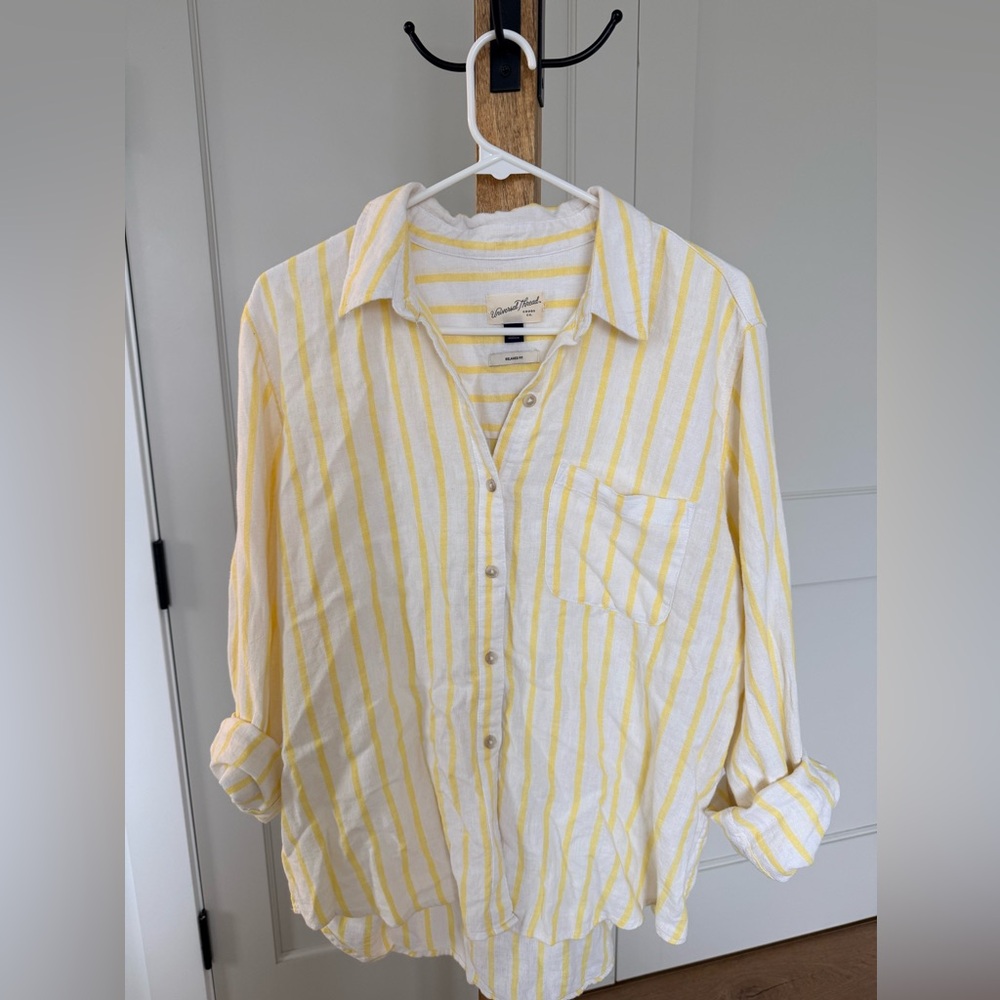 Universal Thread Yellow and White Striped Shirt